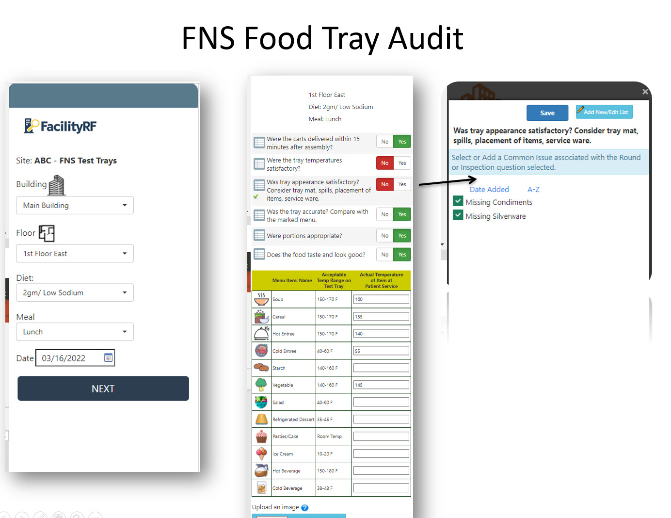 Food Service Tray Audit Module