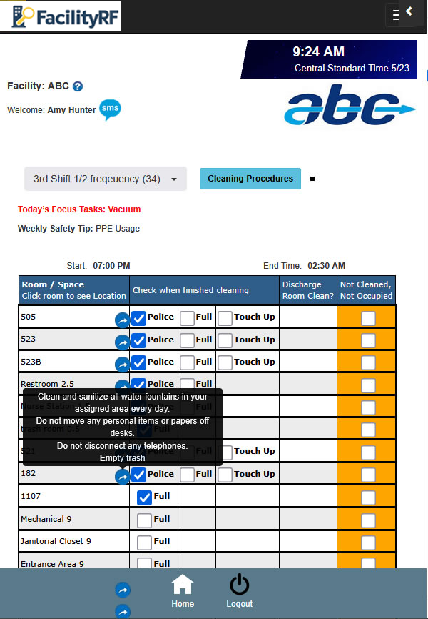 Cleaning Protocols by Space Type
