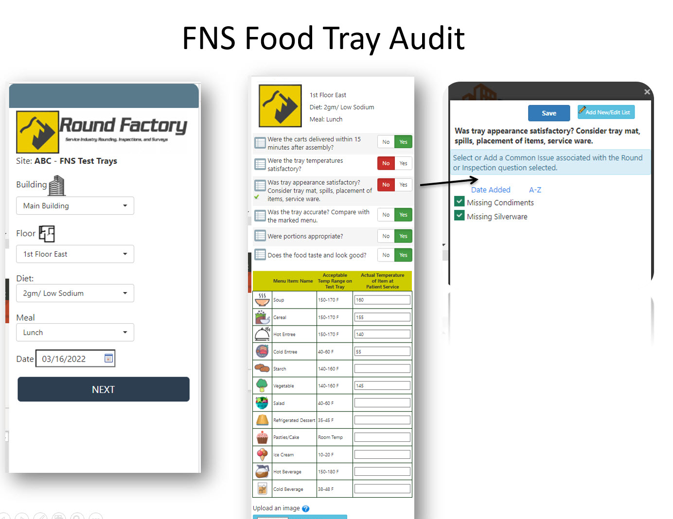 Food Service Tray Audit Module