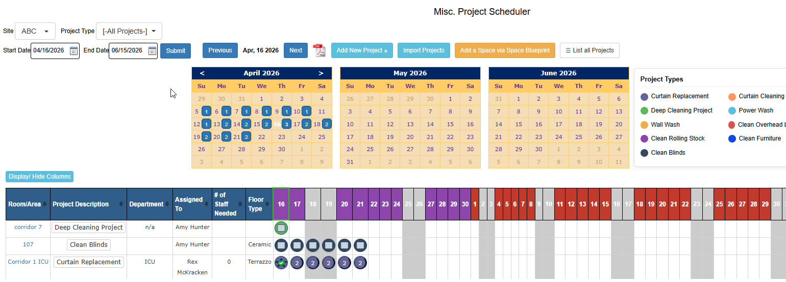 Misc. Project Scheduler to properly schedule project tasks throughout the year.