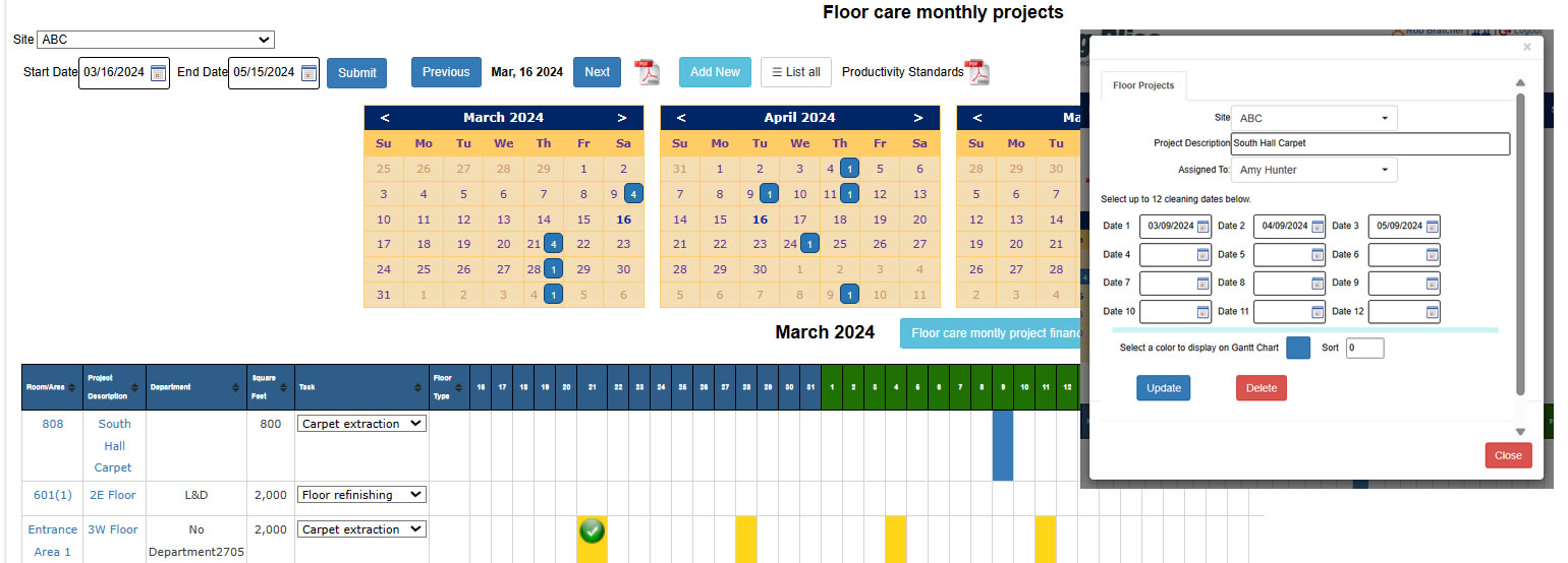 Floor Care Monthly Projects to properly schedule project tasks throughout the year.
