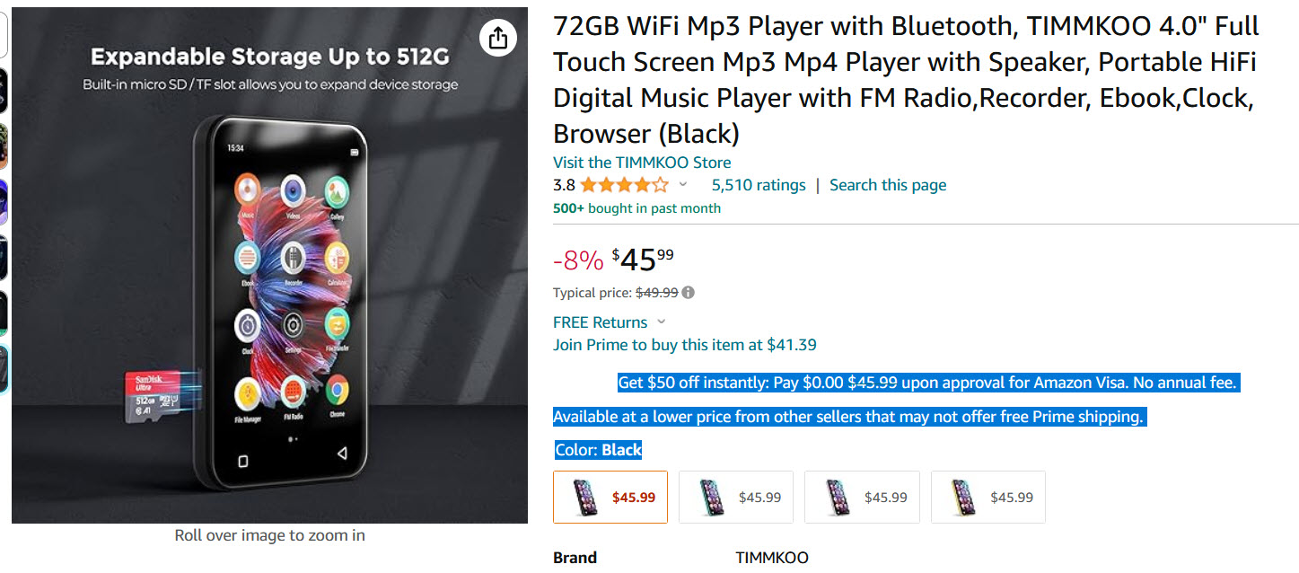 Phone size tablet example from Amazon