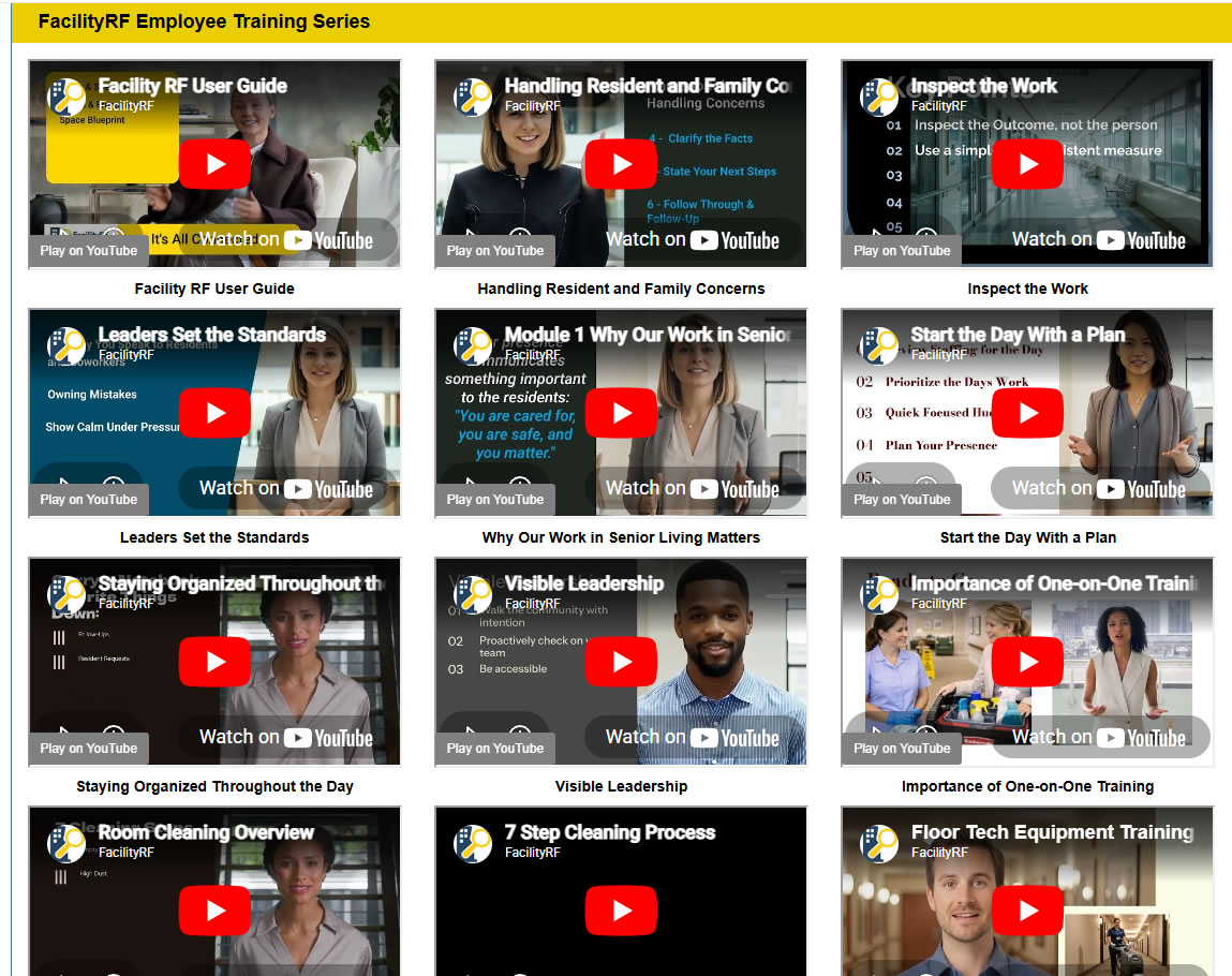 FacilityRF Employee Training Videos